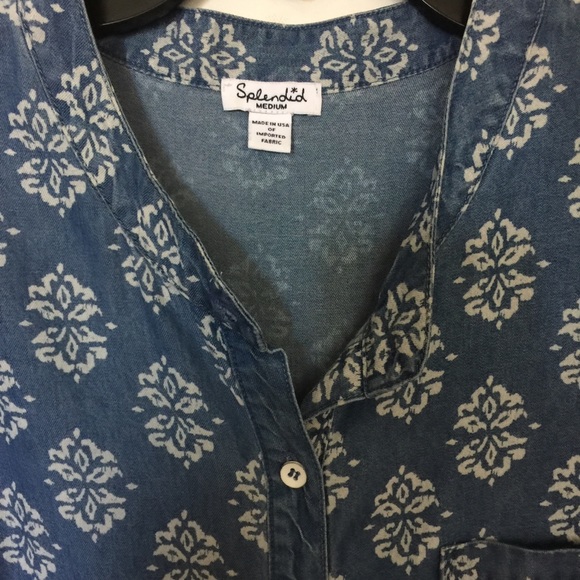 Splendid printed chambray button down shirt - Picture 4 of 8